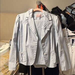 Light Blue Women's Blazer and pants set  with Bow Detail